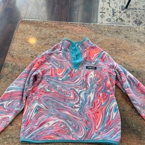 Lands' End Colorful Swirl Fleece Pullover
